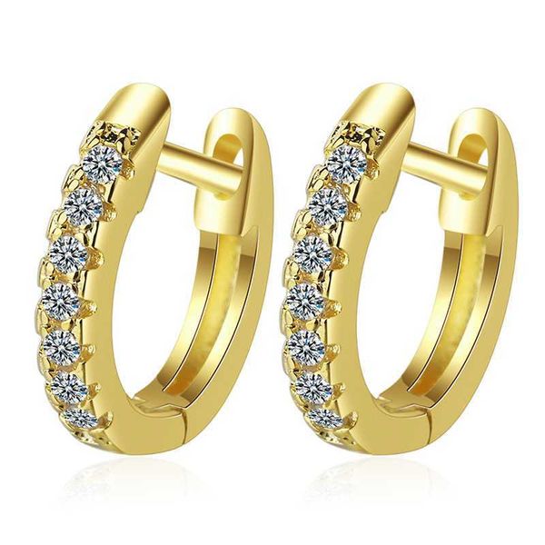 

jyouhf classic 925 sterling silver hoop earring fashion simple single row cubic zircon earrings women jewelry gift bijoux femme, Golden;silver