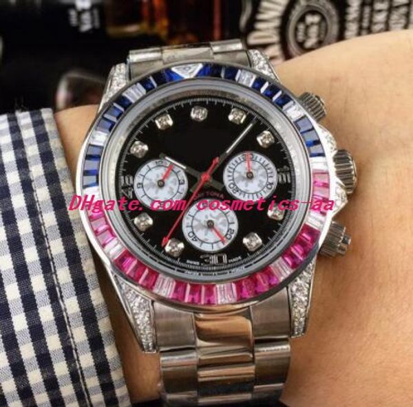 

9 styles luxury watches 40mm 116598 116599 116595 solid silver gold black dial rainbow bezel automatic fashion men's watch wristwatch, Slivery;brown