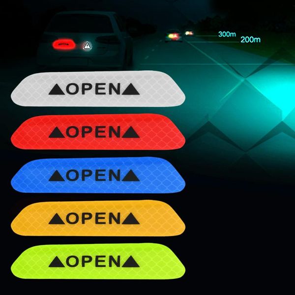 

4pcs car door reflective warning decal safety strip stickers sign self-adhesive