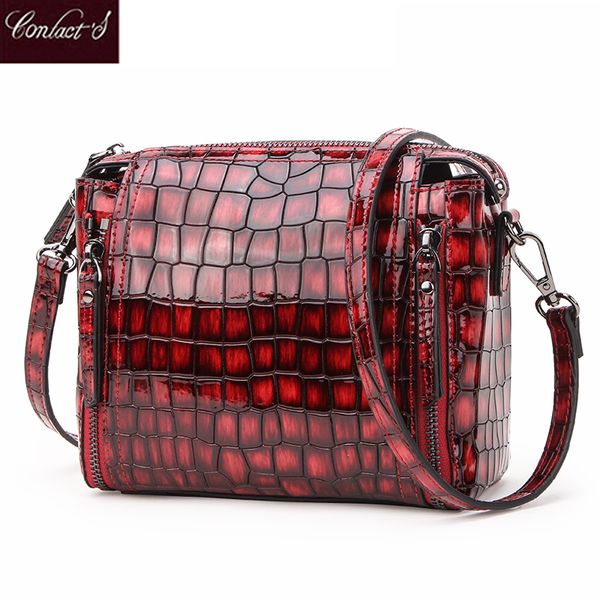 

contact's 2020 women genuine leather lady messenger bag women shoulder bags crocodile crossbody bag for handbags sac femme