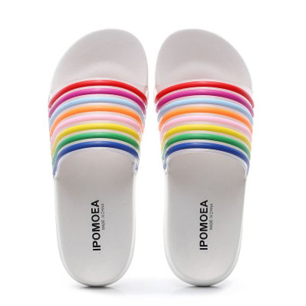 

summer new arrival fashion men and women designer scuffs rainbow color designer slippers size 36-45, Black