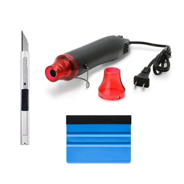 

wrapping tools 4pcs/set electric air heat gun us plug+car scraper squeegee+vinyl cutter knife auto car vinyl film