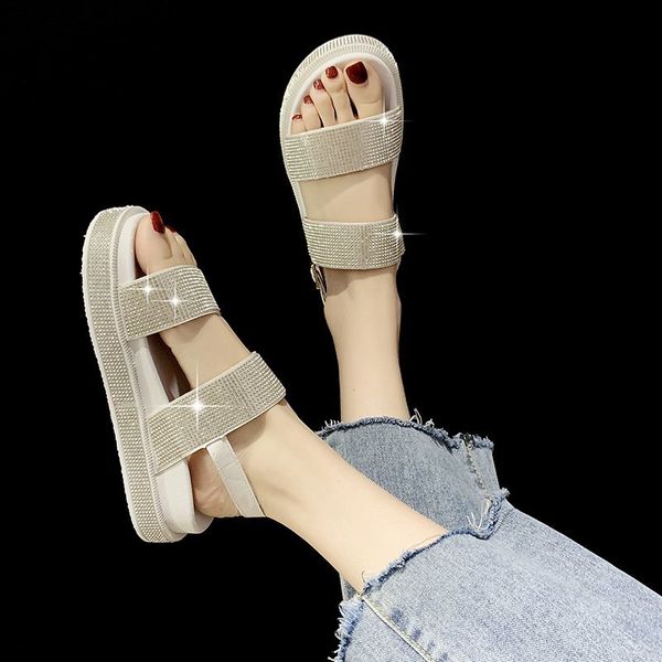 

flat sandal shoe beige heeled sandals all-match 2020 women's beach shoes clear heels med flower black sale woman fashion female