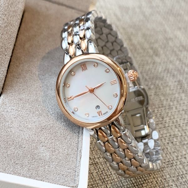 

business women dress watch rose deville stainless steel quartz watch fashion small wristwatch lady casual dress wristwatch, Slivery;brown