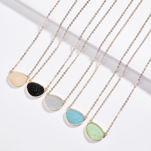 

pendants 5 color druzy drusy pendant necklaces resin druse gold collar fashion women jewelry party wedding dating gift, Black