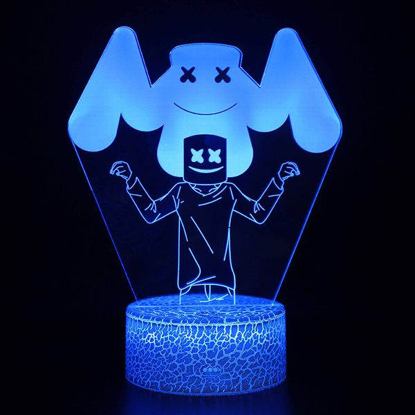 

the singer marshmello figurine 3d illusion lamp dj doctom decoration night lights marshmello souvenir gifts for fans
