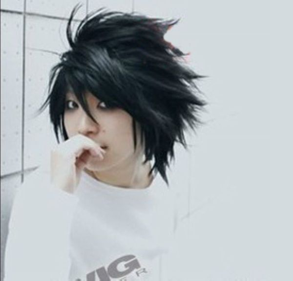 

sell popular death note l black short stylish anime cosplay wig w#301