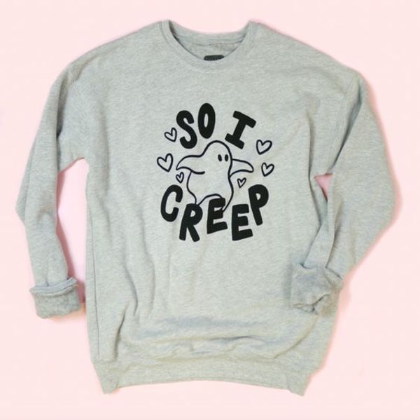 

so i creep cute halloween sweatshirt aesthetic outfits streetwear graphic women jumpers casual 100% cotton pullover dropshipping, Black