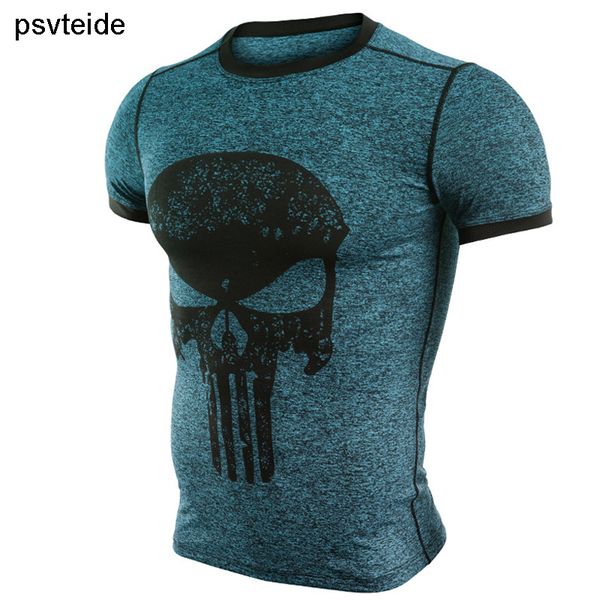 

psvteide men's sports t-shirts jersey compression fitness short sleeve shirts workout training active exercise t shirt, Black;blue