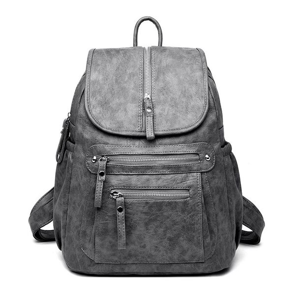 

2019 women backpack leather fashion school backpacks female casual large capacity vintage shoulder bags sac a dos