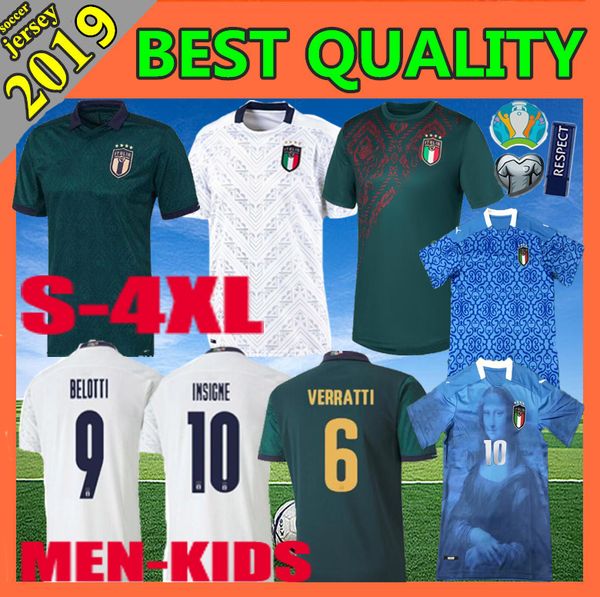 

man + kids 2019 new italy soccer jersey european cup 19 20 dark green chiellini el shaarawy bonucci insigne bernardeschi football shirts, Black;yellow