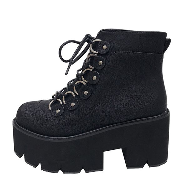 

brown boots platform shoes ankle boots high heel shoes motorcycle women winter womens casual yma489-1, Black