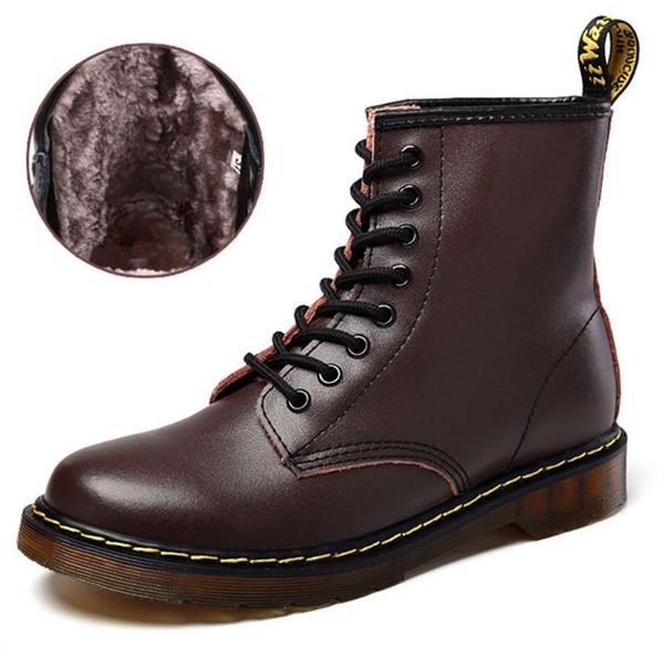 

new Men's Boots Martens Leather Winter Warm Shoes Motorcycle Mens Ankle Boot Doc Martins Autumn Men Oxfords Boots