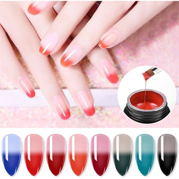 

nail polish manicure tricolour temperature changes and lengthens gel nails rapidly nail art gel lacquer coat, Red;pink