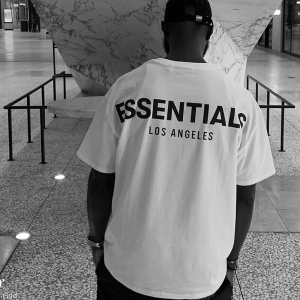 

19fw fog бояться бога основы 3m reflective ти лос-анджелес короткие рукава мужчины женщины summer casual street скейтборд футболку, White;black