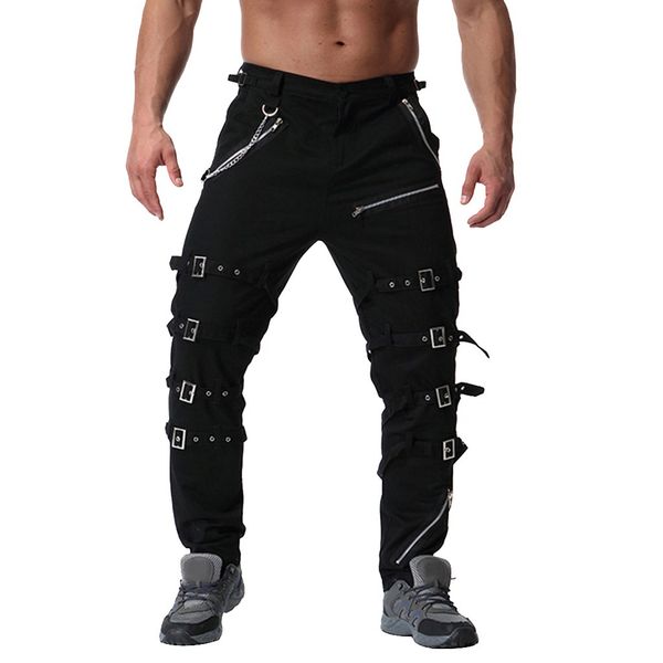 

jaycosin sweatpants men casual pants 2019 streetwear skinny pants fashion vintage multi zipper outdoors trouser cargo long, Black