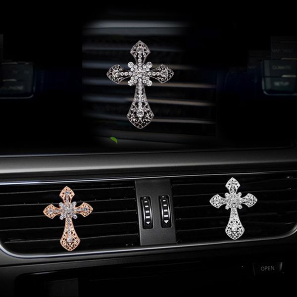 

car accessories freshener diamond cross jesus christian air vent clip aroma car smell flavor auto interior decor christmas gift
