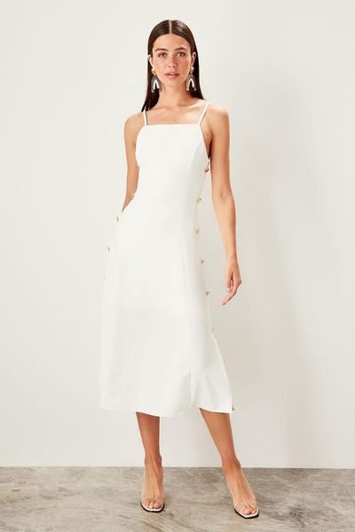 

trendyol white button detail dress twoss19el0007, Black;gray