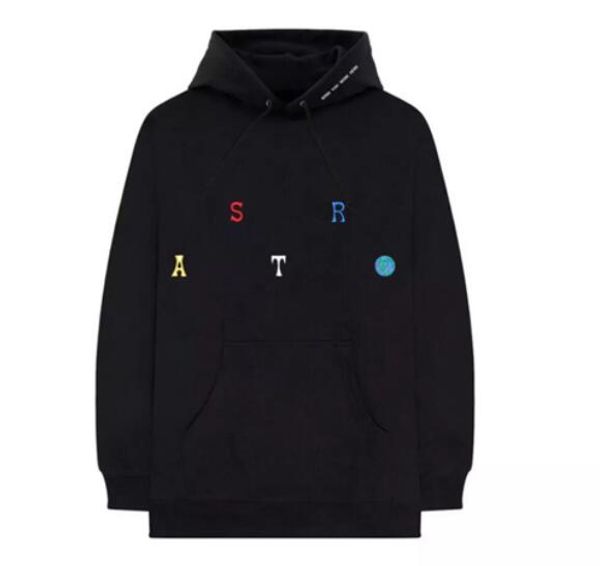 

travis scott astroworld scatterde hooded hoodies embroidery letter fashion sweatshirts mens women high street loose hoodies tops, Black