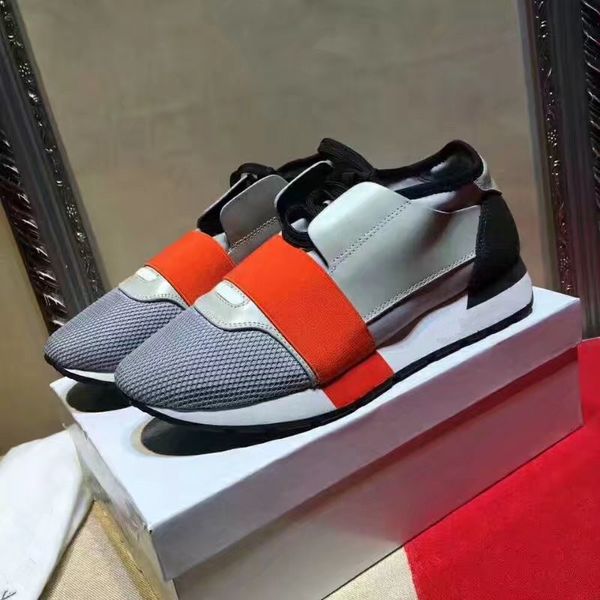 

wholesale race runner shoes casual man womans new designer mixed colors leather mesh trainer shoes sneaker size 35-46 t05, Black