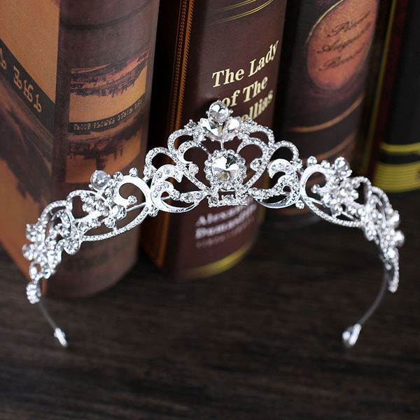 

silver/gold crystal rhinestone crowns and tiaras de noiva headpiece women diadem hair jewelry wedding bridal hair accessories sl, Golden;white