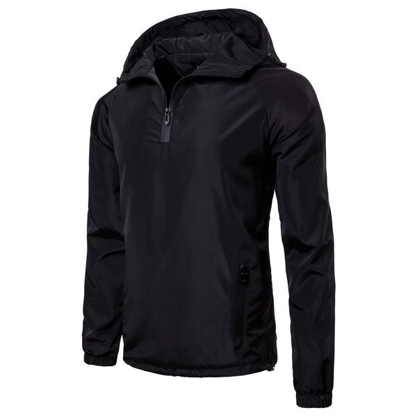 

street hoodie 2018 autumn long sleeve zip up casual plus size solid plain black mens hoodies hip hop parkour