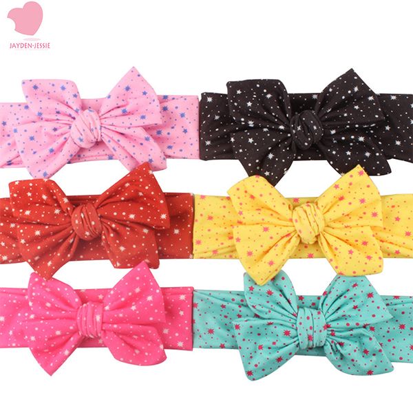 

new children's hair band fabric kid's hand-knotted star big bow baby headband boutique hair accessories 6 colors, Slivery;white