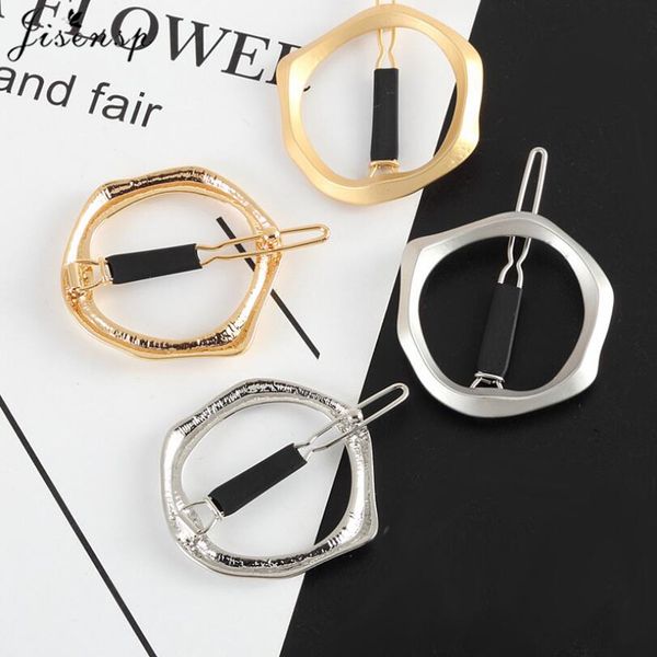 

jisensp geometric big hoop hair clip simple round hair accessories fashion jewelry for women girls christmas gift bijoux, Golden;white
