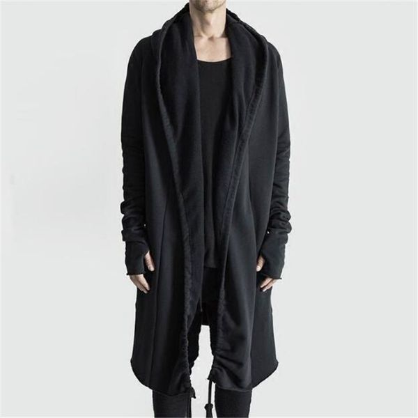 

brand kanye west mantle streetwear hoodie long male black mens hooded cloak hip hop longline sweatshirt sudadera hombre