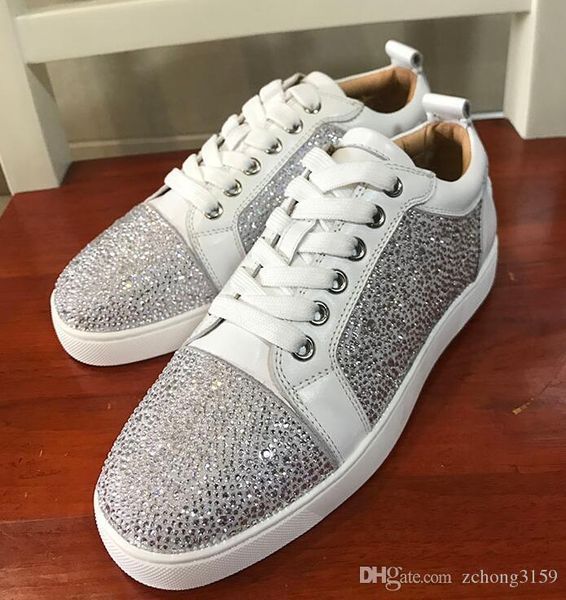 

wholesale 2020 men women rhinestone low shoes famous designer brand red bottom sneakers mens loubbis shoes with box and dustbag, Black