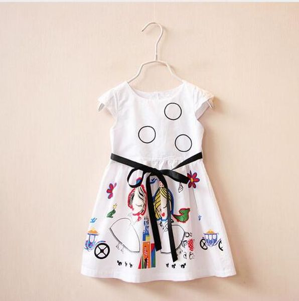 

girls summer dress kids clothes brand baby girl dress with sashes robe fille character princess dress children clothing gb273, Red;yellow