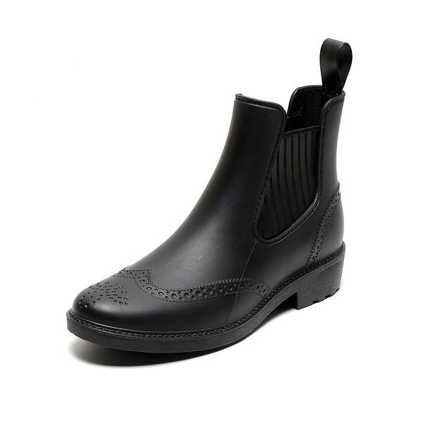 

fashion pvc waterproof rainboots waterproof flat shoes women black rainboots blue rubber ankle boots buckle botas