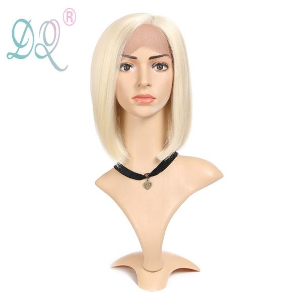 

dq short bob blonde wig synthetic lace front wig for black women cosplay