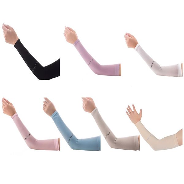 

1 pair arm sleeve sportswear women men lightweight sunshade ice silk hand elbow protection cover outdoor bicycle sport, Black;gray