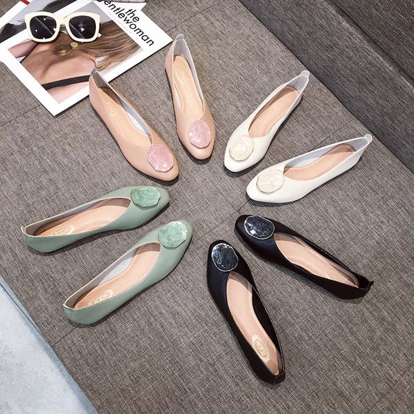 

women flat shoes ballerina loafers pu nurse autumn shoe zapato mujer casual flats basic solid slip-on round toe rubber loafers, Black