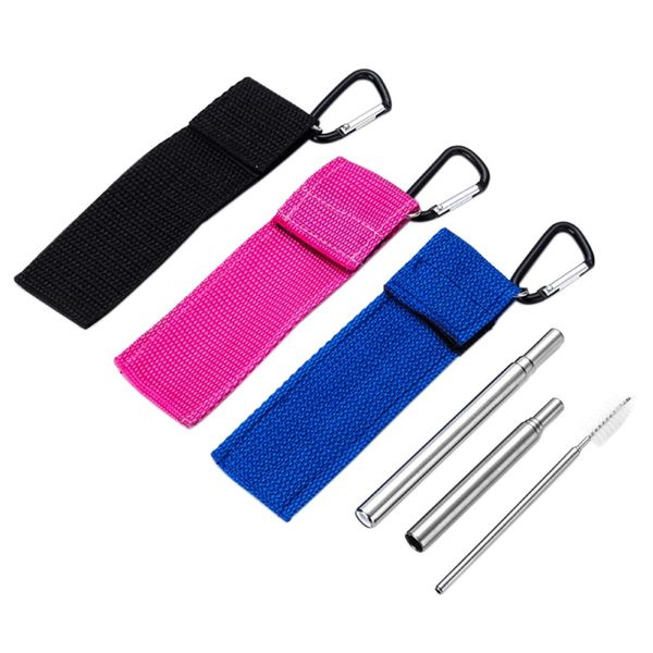 

stainless steel metal straw brush w/ bag travel picnic camping