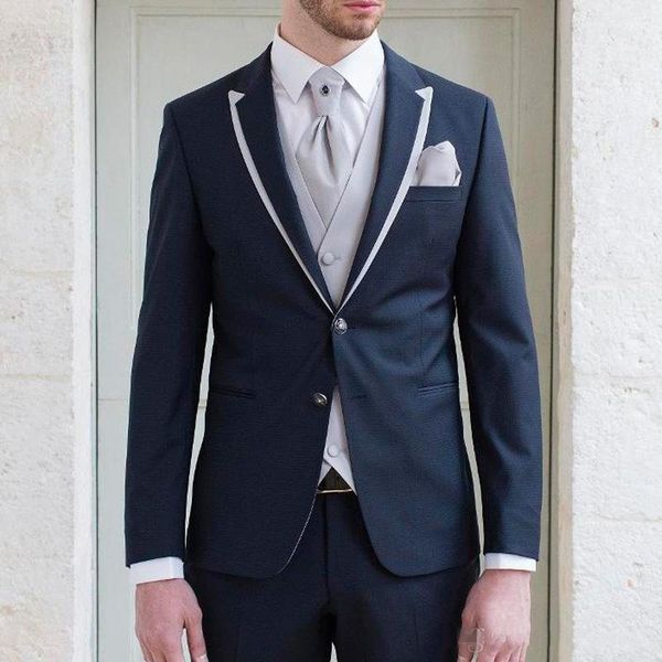 

handsome two buttons groomsmen peak lapel groom tuxedos men suits wedding/prom/dinner man blazer(jacket+pants+tie+vest) a527, Black;gray