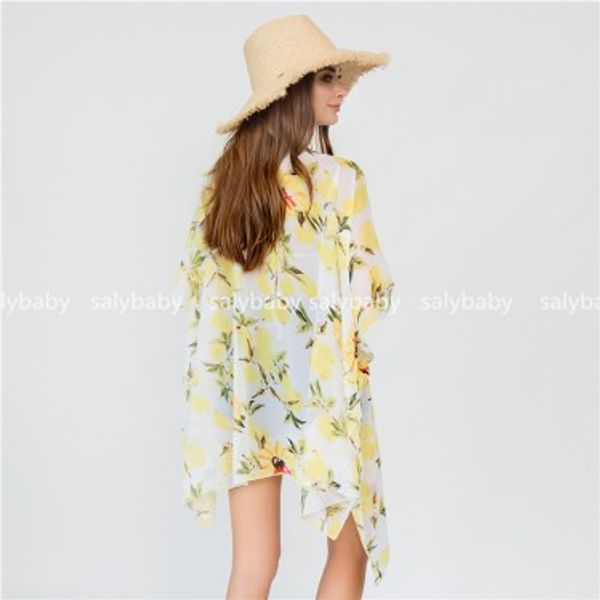 

New summer hot Chiffon Shawl sunscreen and bikini blouses Bikini Lemon Beach Swimsuit colors Cover-Ups mxi order