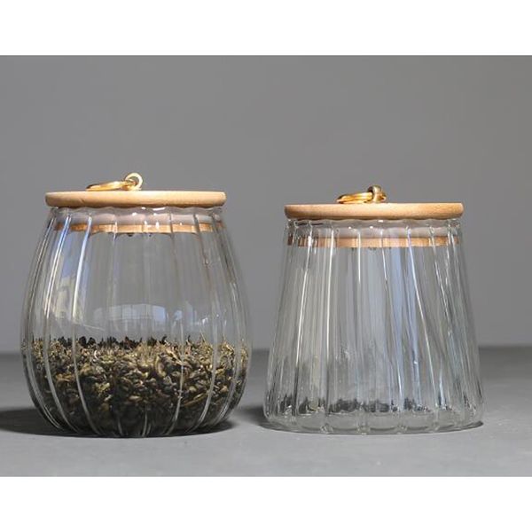 

glass storage jar seamless lid bamboo candy storage jar glass containers preserve preserving
