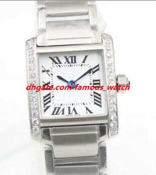 

new version women watch wristwatch quartz w4ta0008 25.35 x 20.3mm white dial diamond border stainless steel bracelet luxury lady watch, Slivery;brown