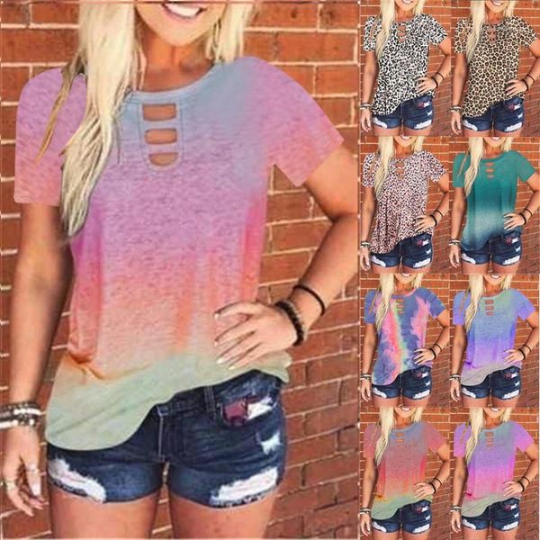 

печать tshirts мода короткие рукава contrast женщин цвета crew neck top summer выдалбливают дамы повседневный tee womens дизайнер leopard, White