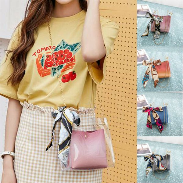 

2019 design luxury women pvc transparent clear jelly small shoulder bag tote jelly candy beach handbag crossbody messenger bags
