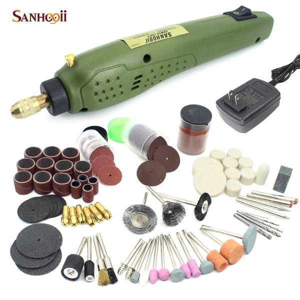 

sanhooii powerful mini electric drill +grinding accessories set multifunction artistic engraving tool kit 16000rpm 15w dc 12v/2a