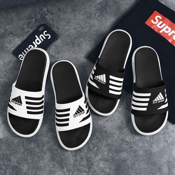 

fashion couple indoor non-slip comfort breathable flats slide sandals letter beach flat flip flops adults slippers eur 35-46, Black