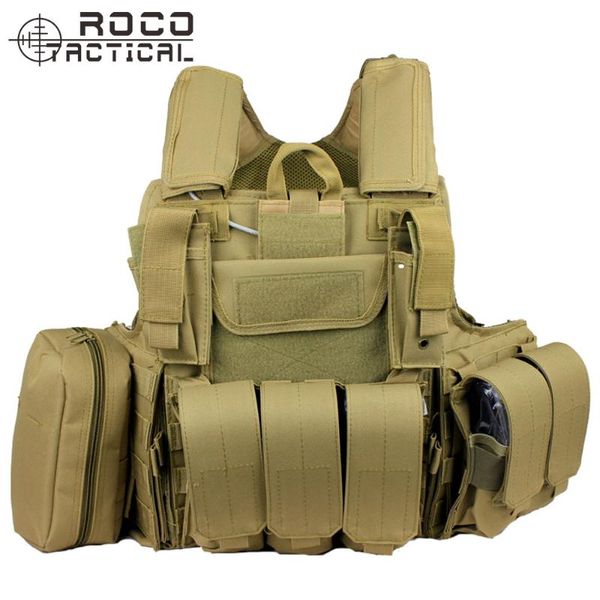 

rocotactical ciras tactical vest ciras assault vest ballistic plate carrier molle combat w/triple magazine pouch cp, Camo;black