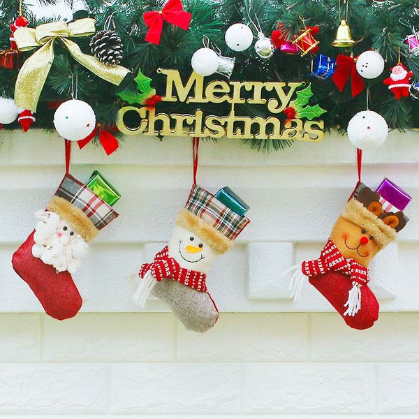 

christmas santa claus & snowman & reindeer gift presents socks christmas stockings bags decorations for home xd17125