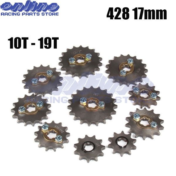 

front engine sprocket 428 17mm 10t-19t 12tooth for stomp upower dirt pit bike atv quad go kart moped buggy scooter motorcycle