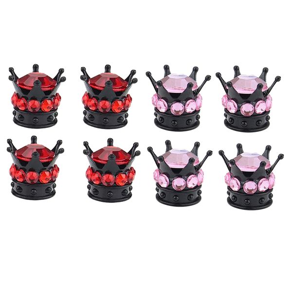 

8 pack crown tyre tire wheel valve stem air cover cap red&pink universal