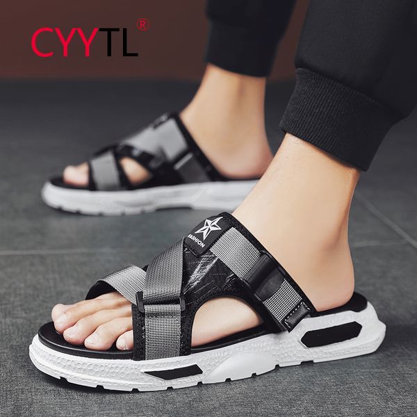 

cyytl 2020 men's fashion sandals casual men shoes summer fashion beach flip flop slippers sapatos hembre sapatenis masculino, Black