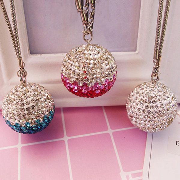 

car rear view mirror charm crystal ball hanging ornament rhinestone interior decor crystal ball lucky charm pendant